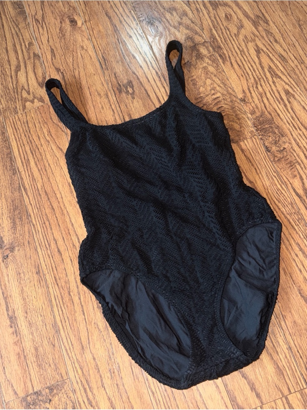 Vintage Catalina One Piece Swimsuit Womens 14 Black Crochet Textured 90’s Y2K